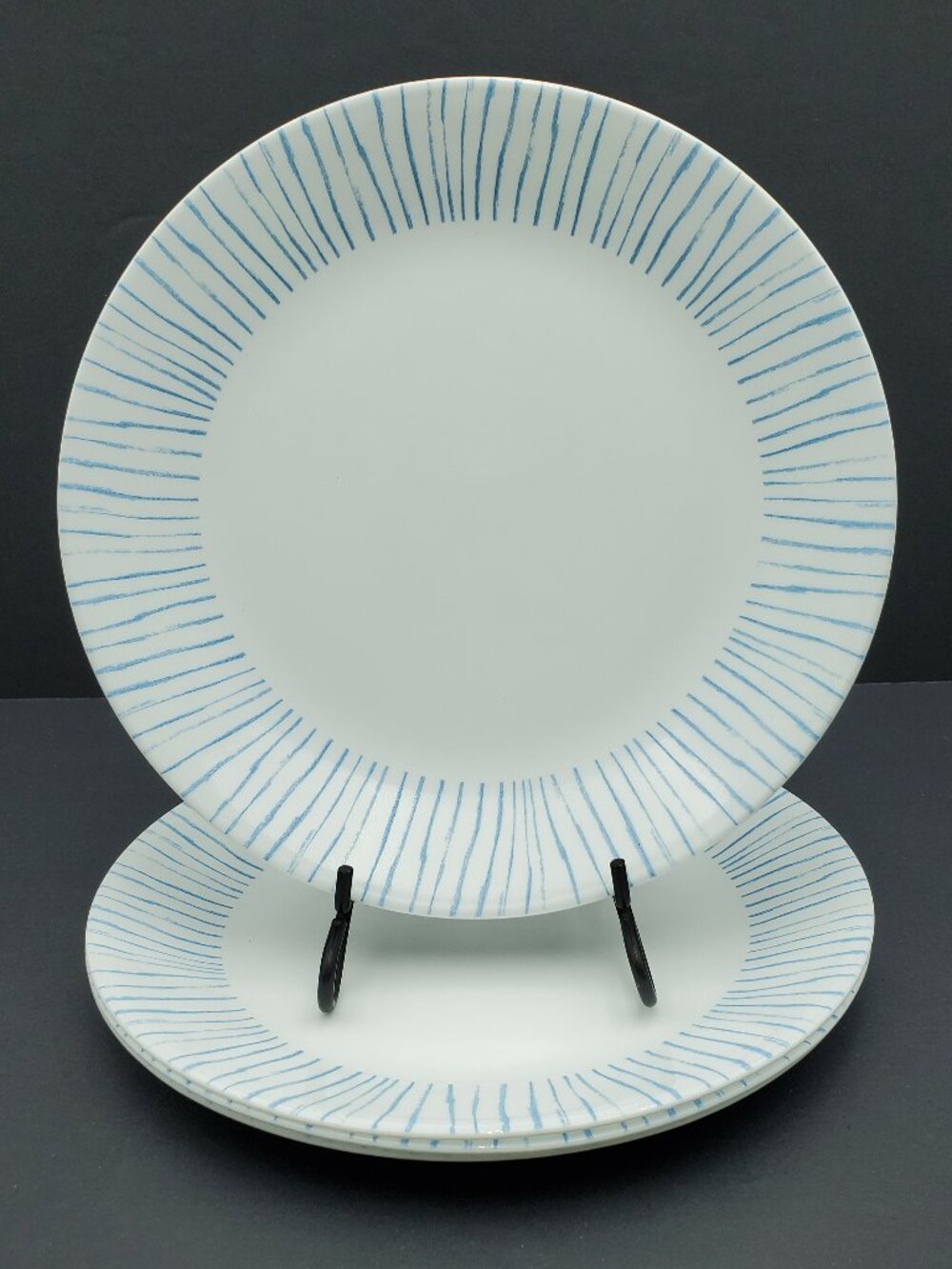 Corelle Botanical Stripes Dinner Plates Corning White Plates with Blue Stripes